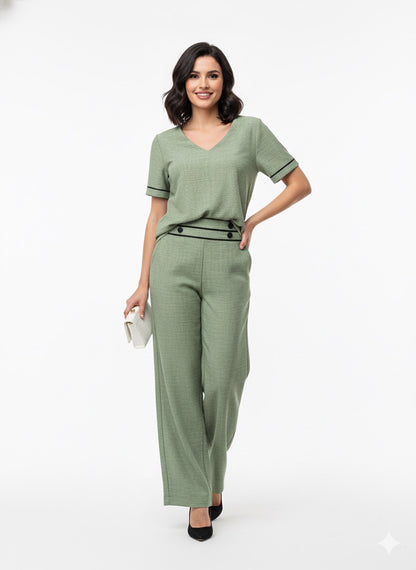 Conjunto Calça e Blusa Decote V 09081