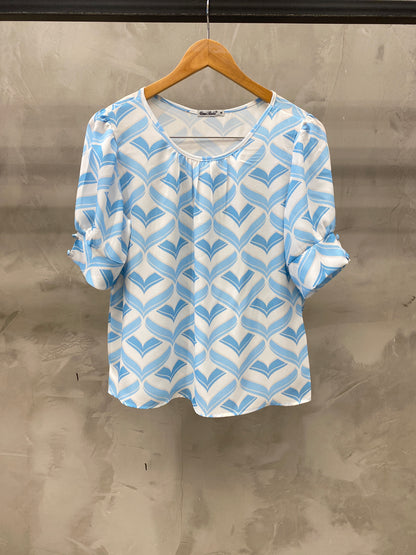 Blusa Manga Bufante Estampada 60057
