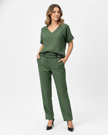 Conjunto Calça e Blusa Decote V 09081