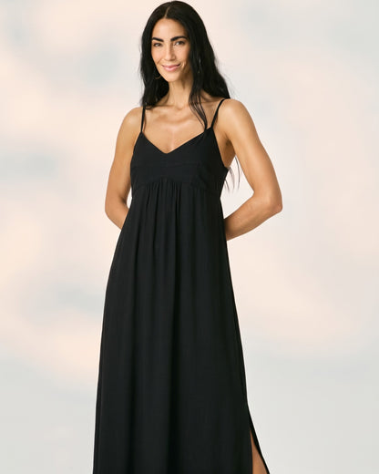 Vestido Liso Midi Com Decote V E Alça Fina 92711