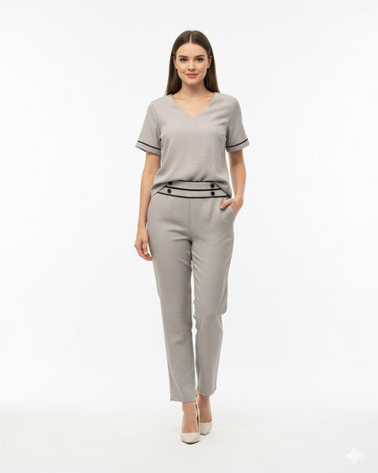 Conjunto Calça e Blusa Decote V 09081