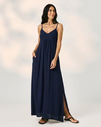 Vestido Liso Midi Com Decote V E Alça Fina 92711