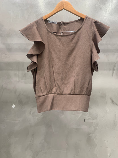 Cropped com Manga de Babado Viscose 70492