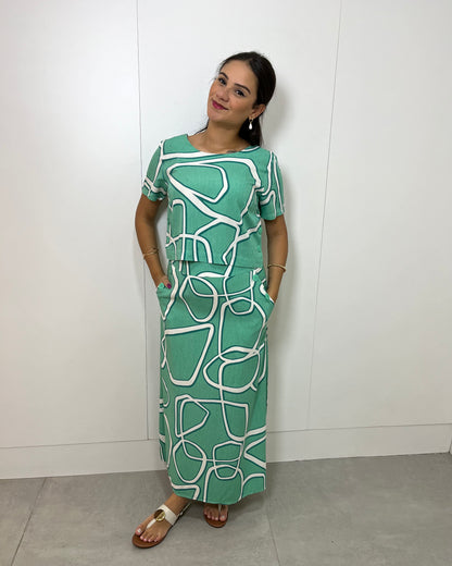 Conjunto Saia e Cropped Estampado 90562