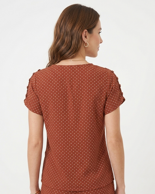 Blusa Botões Decote V Póa Crepe 60722