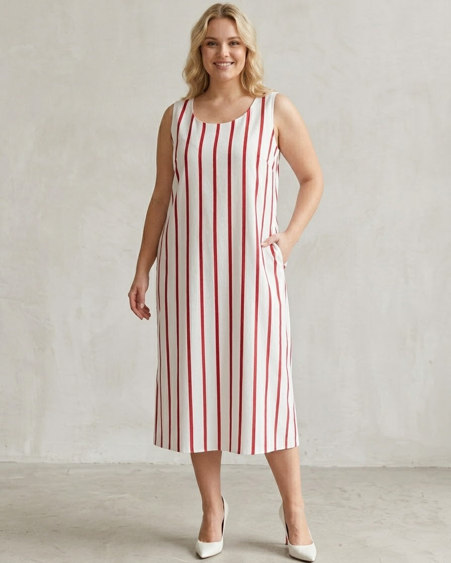 Vestido Midi Plus Listrado 92014