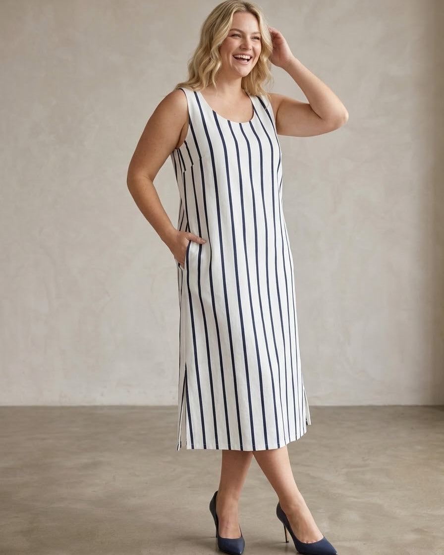 Vestido Midi Plus Listrado 92014