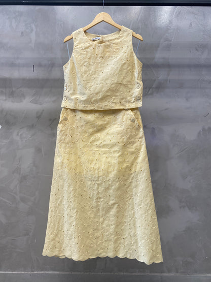 Conjunto Cropped e Saia de Algodão Bordado 90375