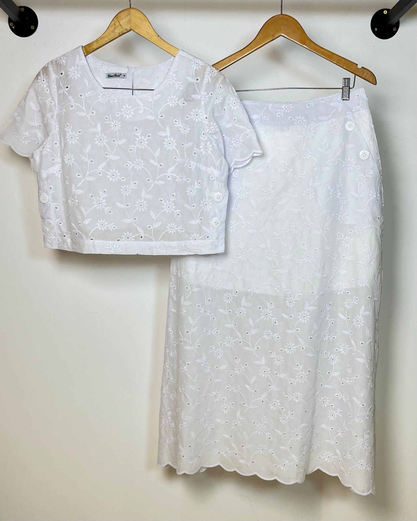 Conjunto Saia e Cropped Algodão Bordado 90561