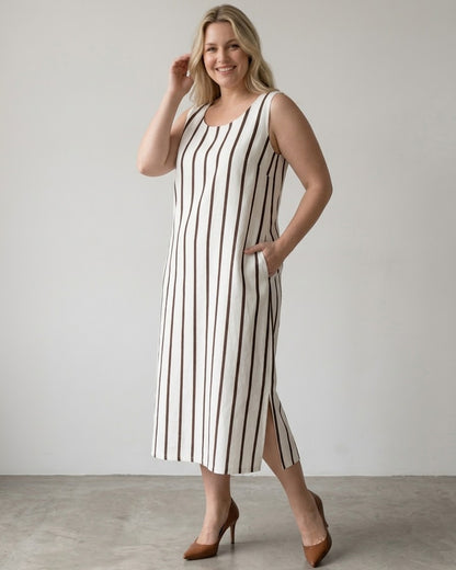 Vestido Midi Plus Listrado 92014