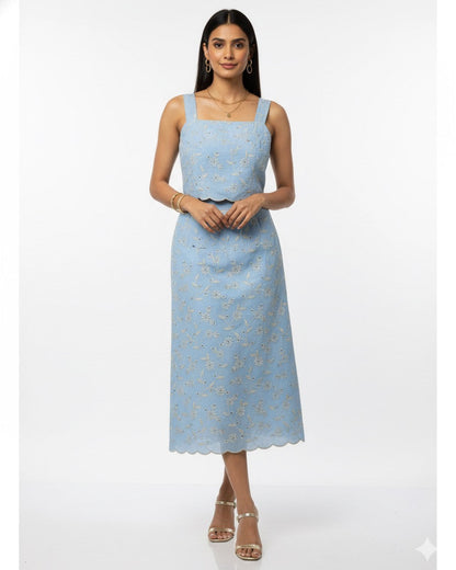 Conjunto Cropped e Saia Bordado 91082