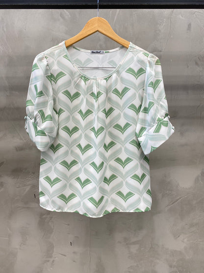 Blusa Manga Bufante Estampada 60057