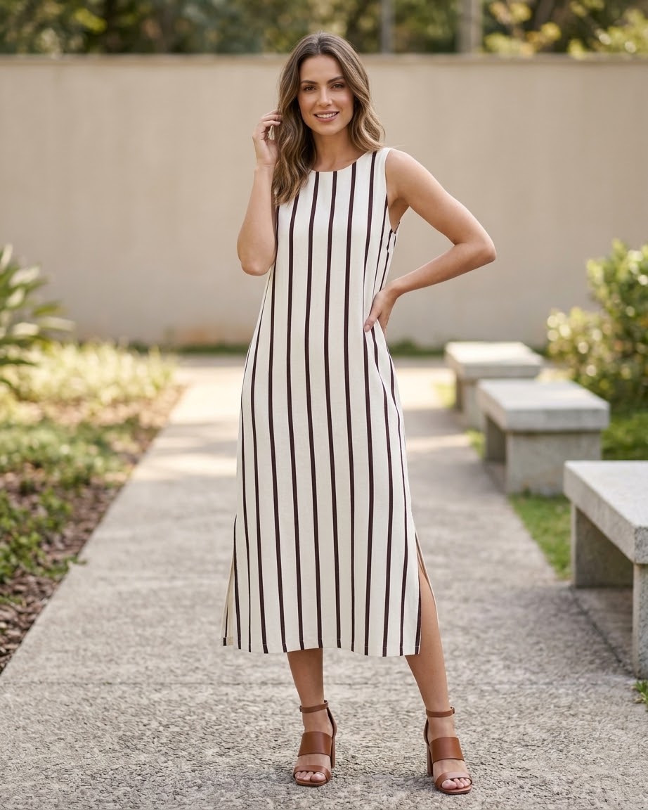 Vestido Midi De Linho 91453