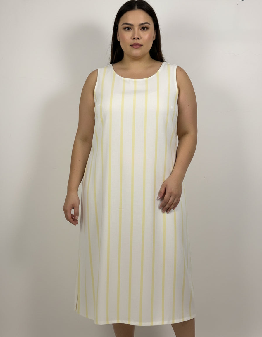 Vestido Midi Plus Linho Listrado 92012