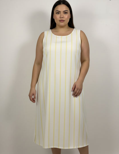 Vestido Midi Plus Linho Listrado 92012