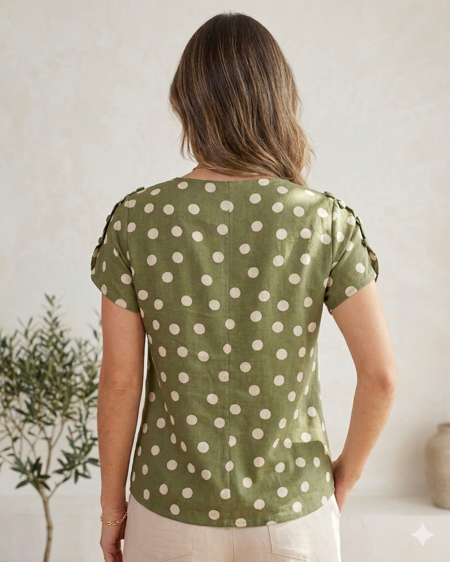 Blusa Botões Decote V Póa 60721