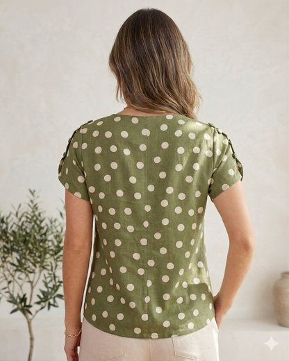 Blusa Botões Decote V Póa 60721