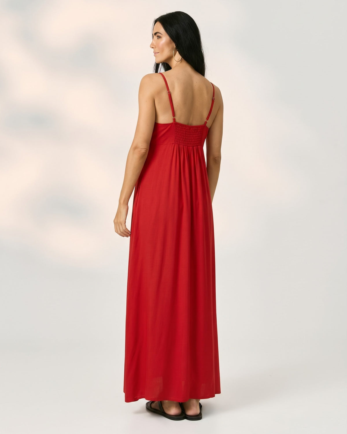 Vestido Liso Midi Com Decote V E Alça Fina 92711