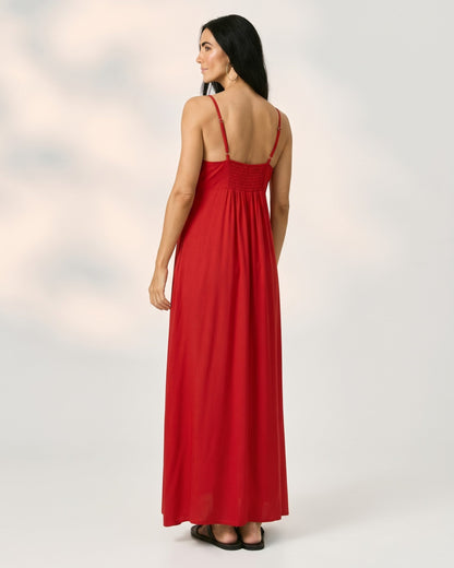 Vestido Liso Midi Com Decote V E Alça Fina 92711