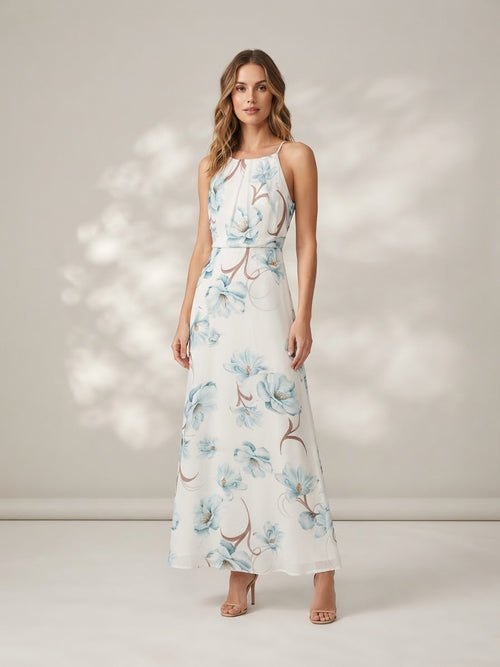 Detalhe da cor Floral Grande Azul Tifanny