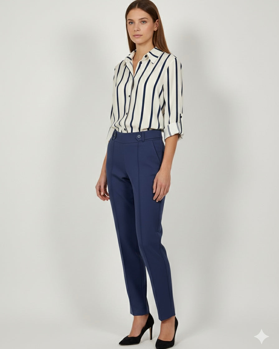 Camisa Listrada Manga Média 49761