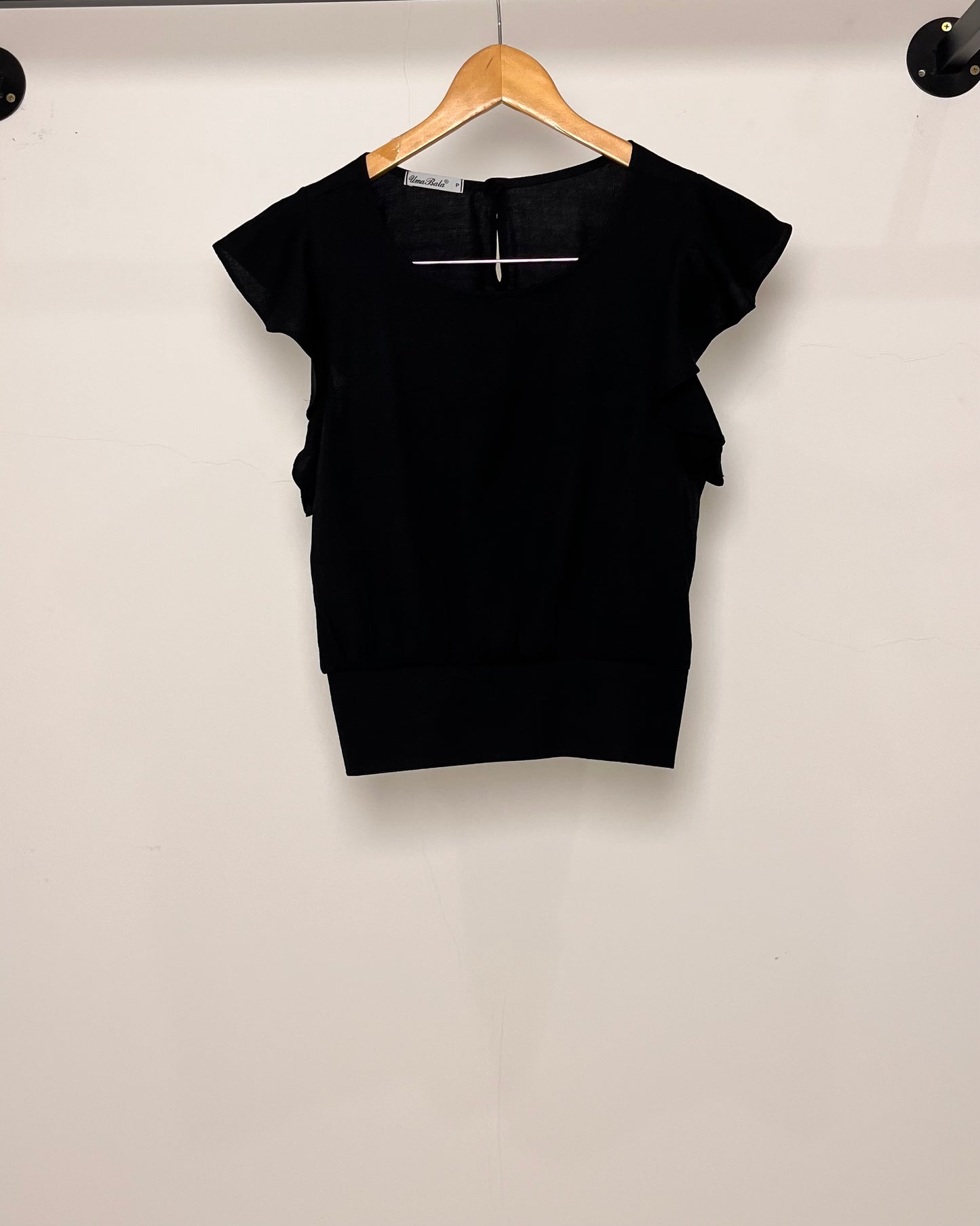 Cropped com Manga de Babado Viscose 70492