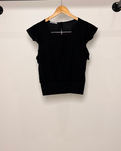 Cropped com Manga de Babado Viscose 70492