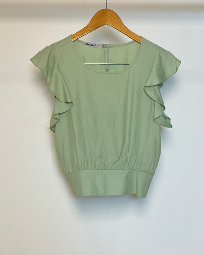 Cropped com Manga de Babado Viscose 70492