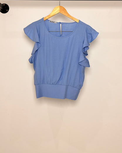 Cropped com Manga de Babado Viscose 70492