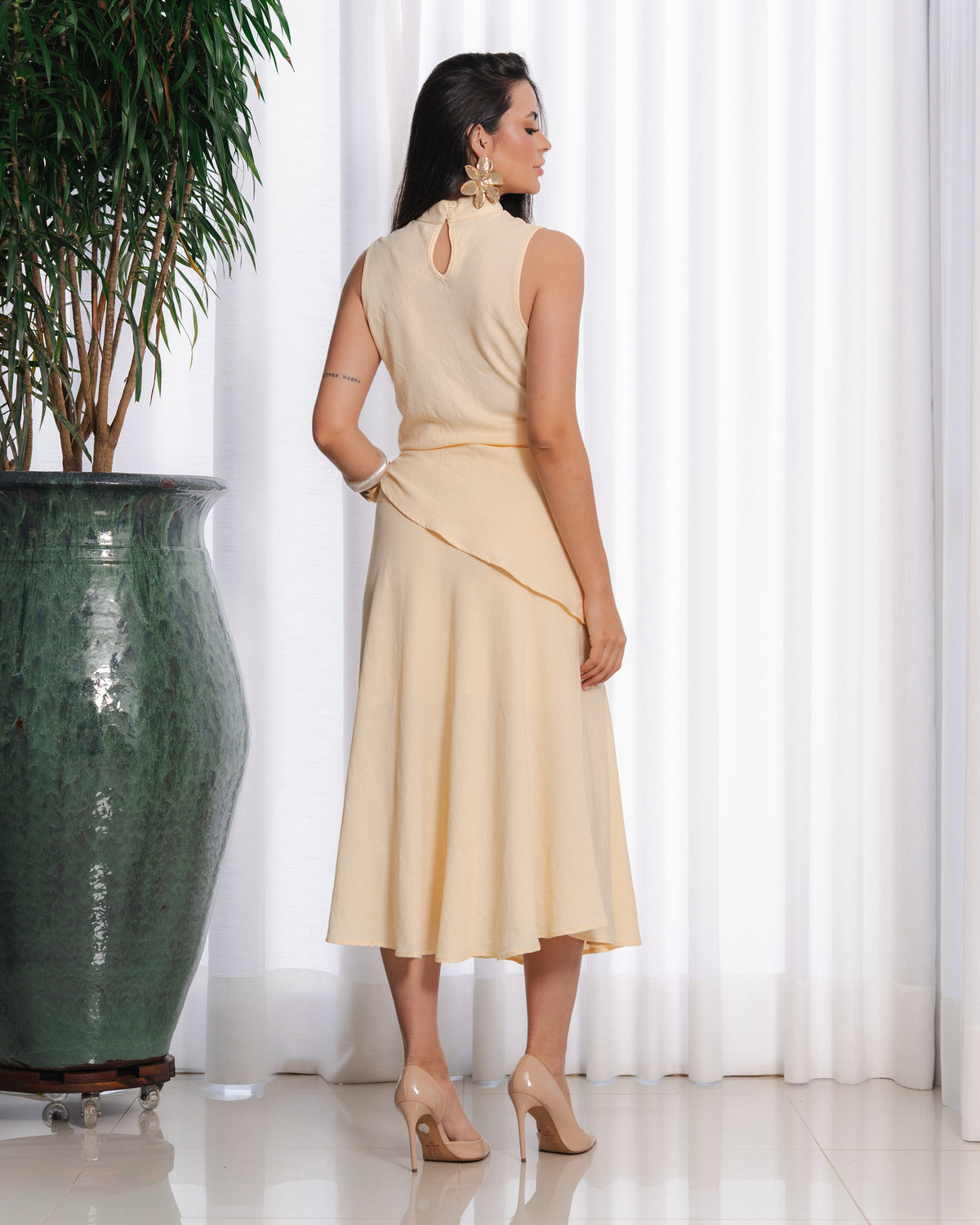 Saia Lisa De Viscose Com Transpasse Na Cintura 92623