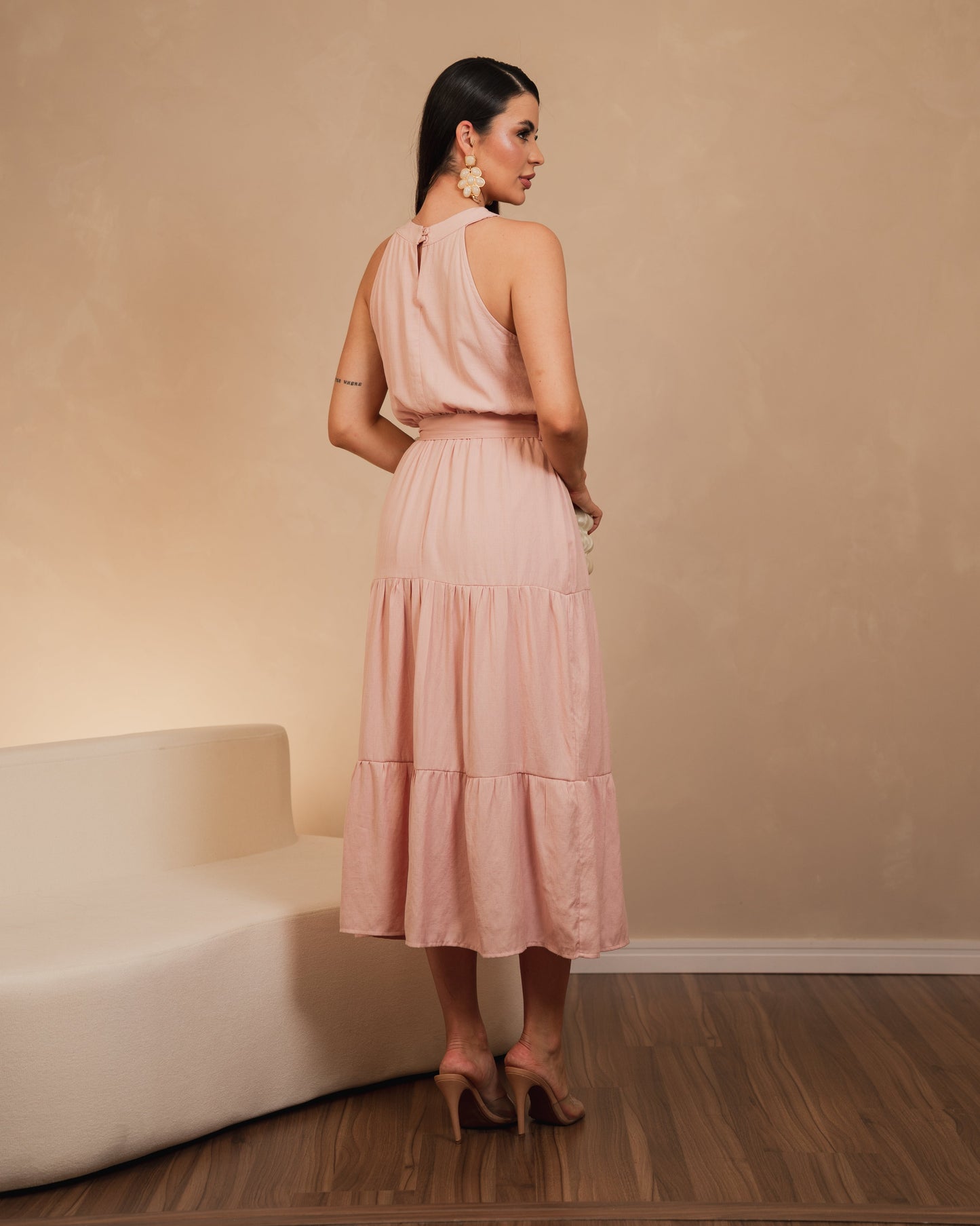 Vestido Midi Com Saia em Camadas 92640