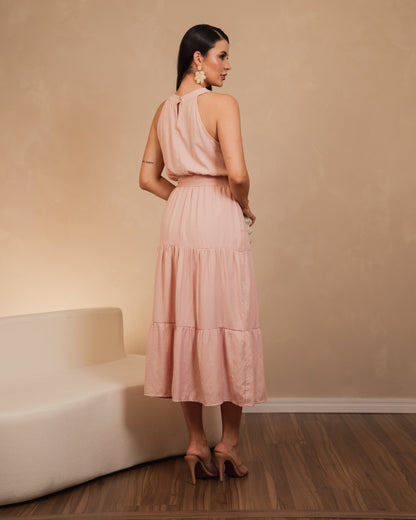 Vestido Midi Com Saia em Camadas 92640