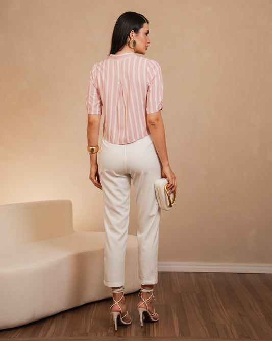 Calça Reta Com Elastico Lateral 29691