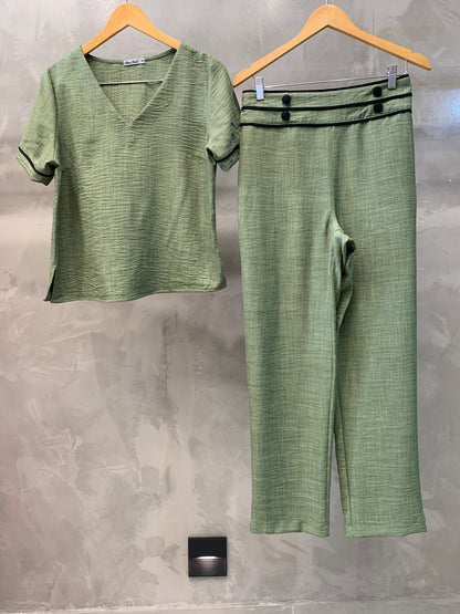 Conjunto Calça e Blusa Decote V 09081