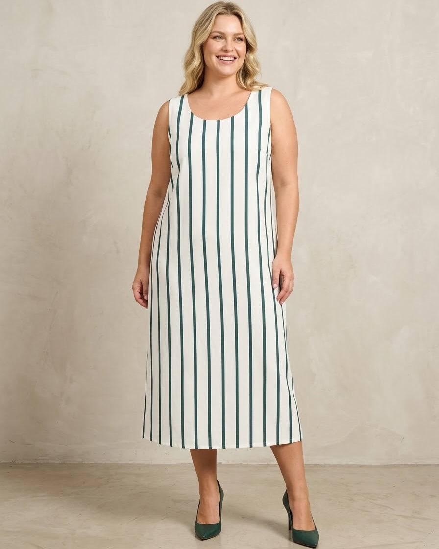 Vestido Midi Plus Listrado 92014