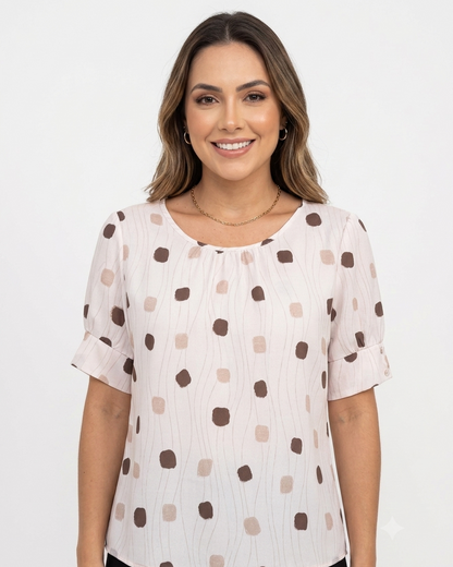 Blusa Manga Bufante Estampada 60057
