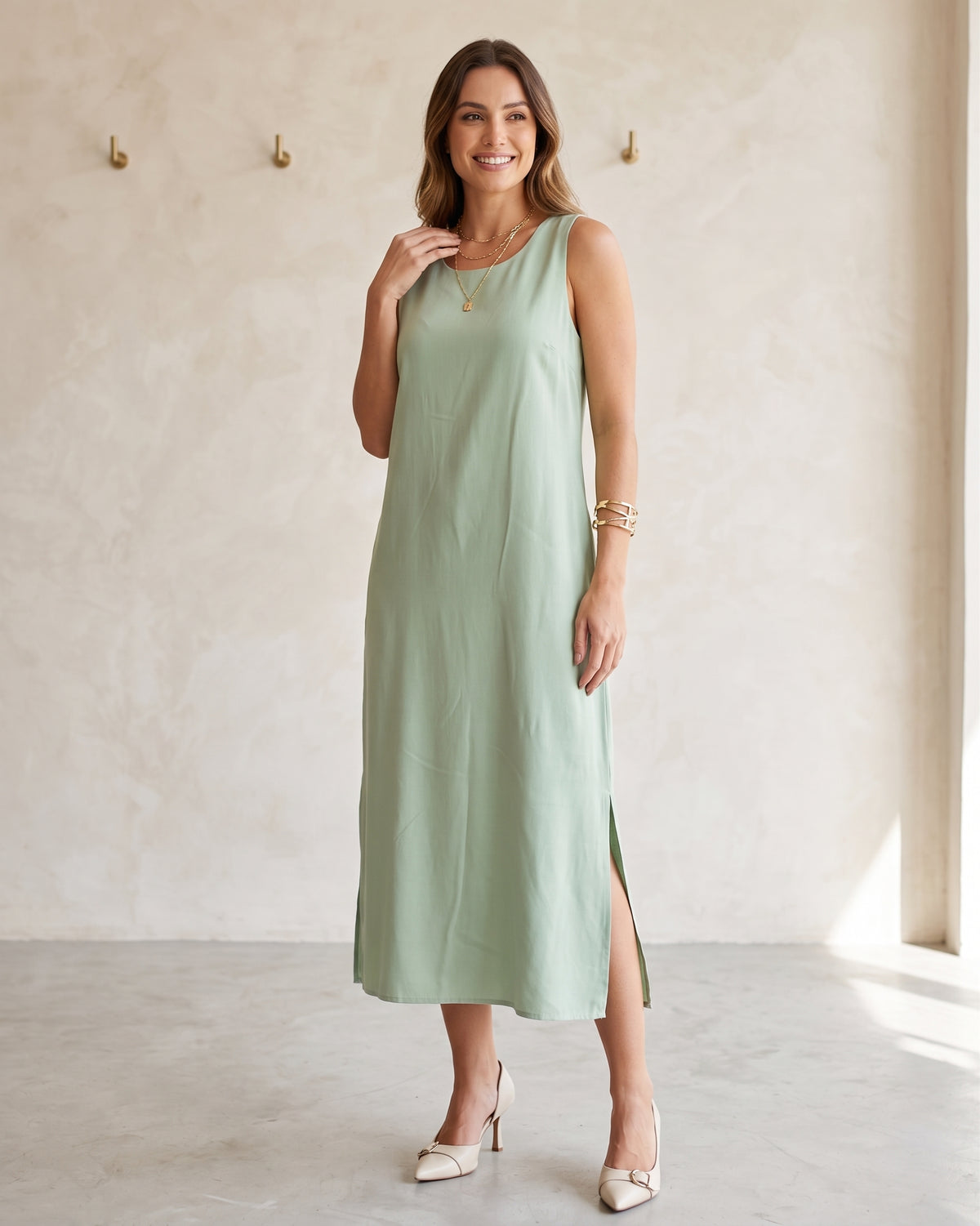 Vestido Midi De Viscose 90507