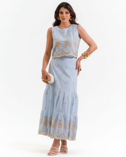 Conjunto Cropped e Saia Longa 91910