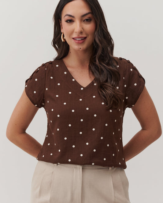 Blusa Decote V Poá 60721
