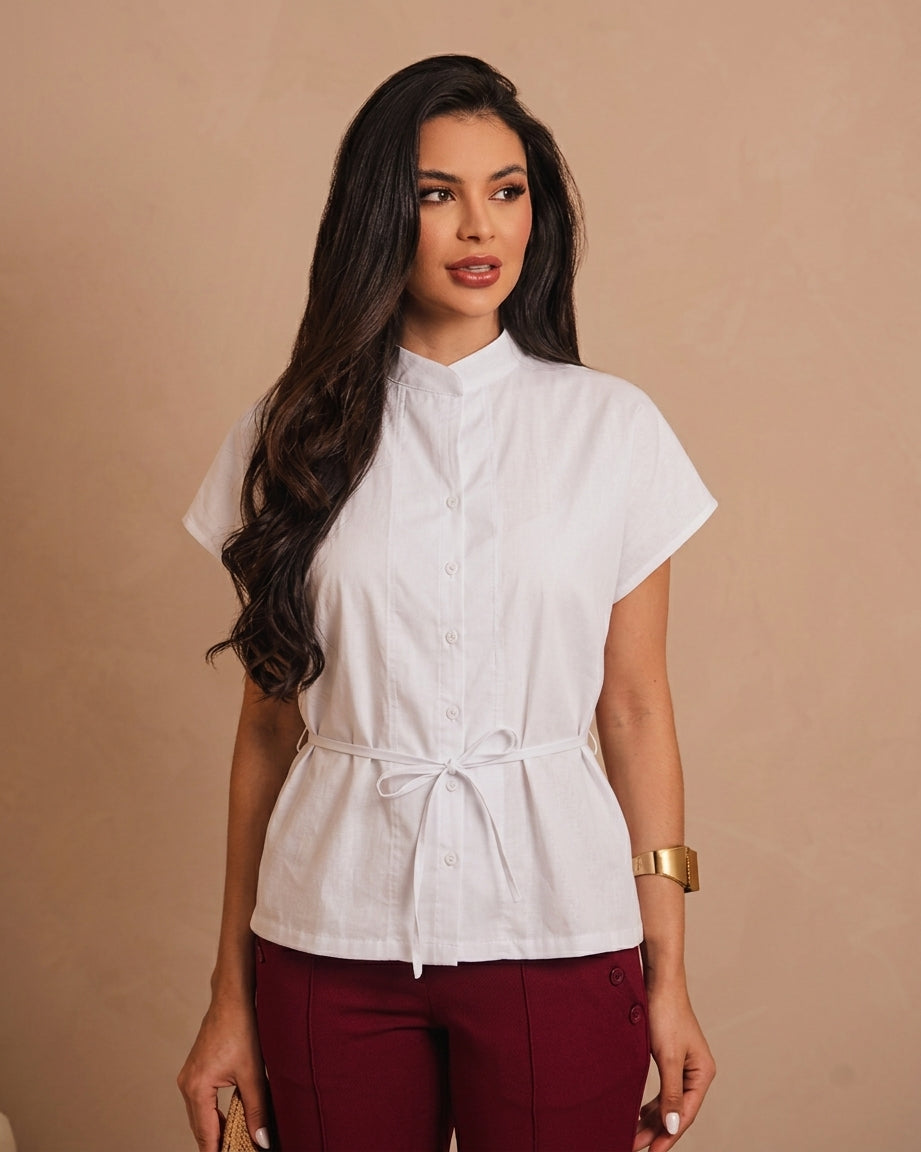 Camisa Manga Curta Com Detalhes Frontais 92690