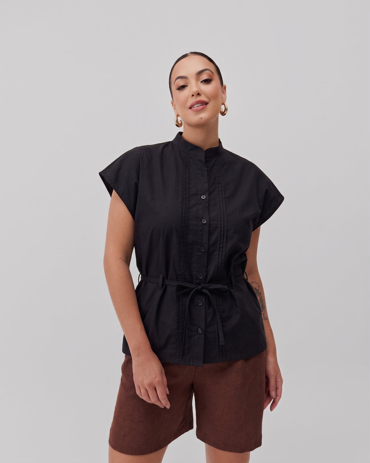 Camisa Manga Curta Com Detalhes Frontais 92690