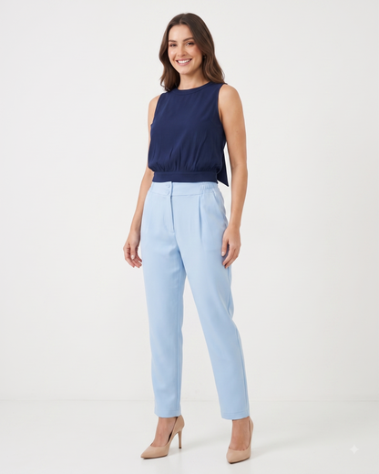 Calça Reta Com Elastico Lateral 29691