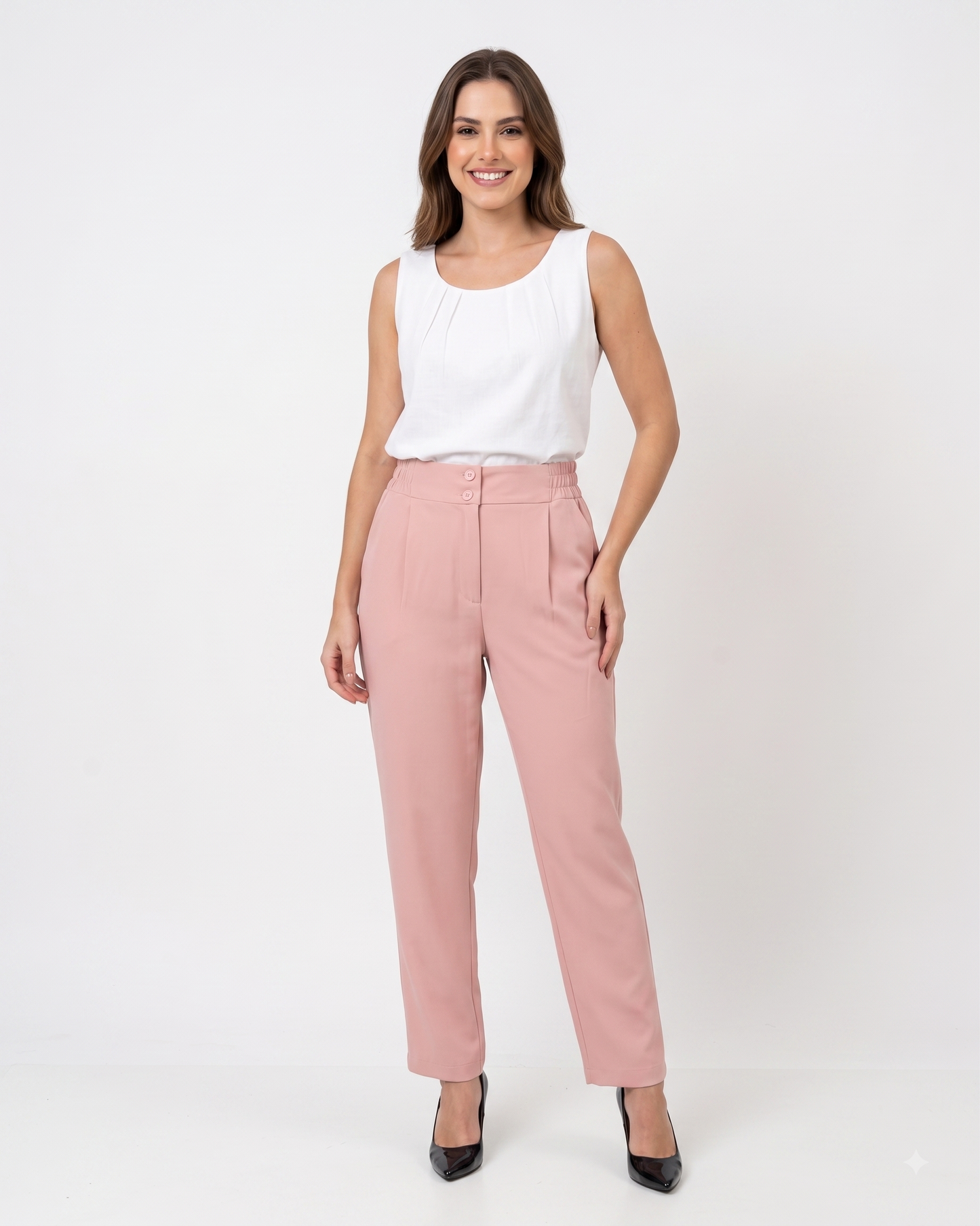 Calça Reta Com Elastico Lateral 29691