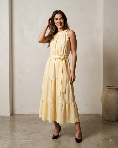 Vestido Midi Com Saia em Camadas 92640