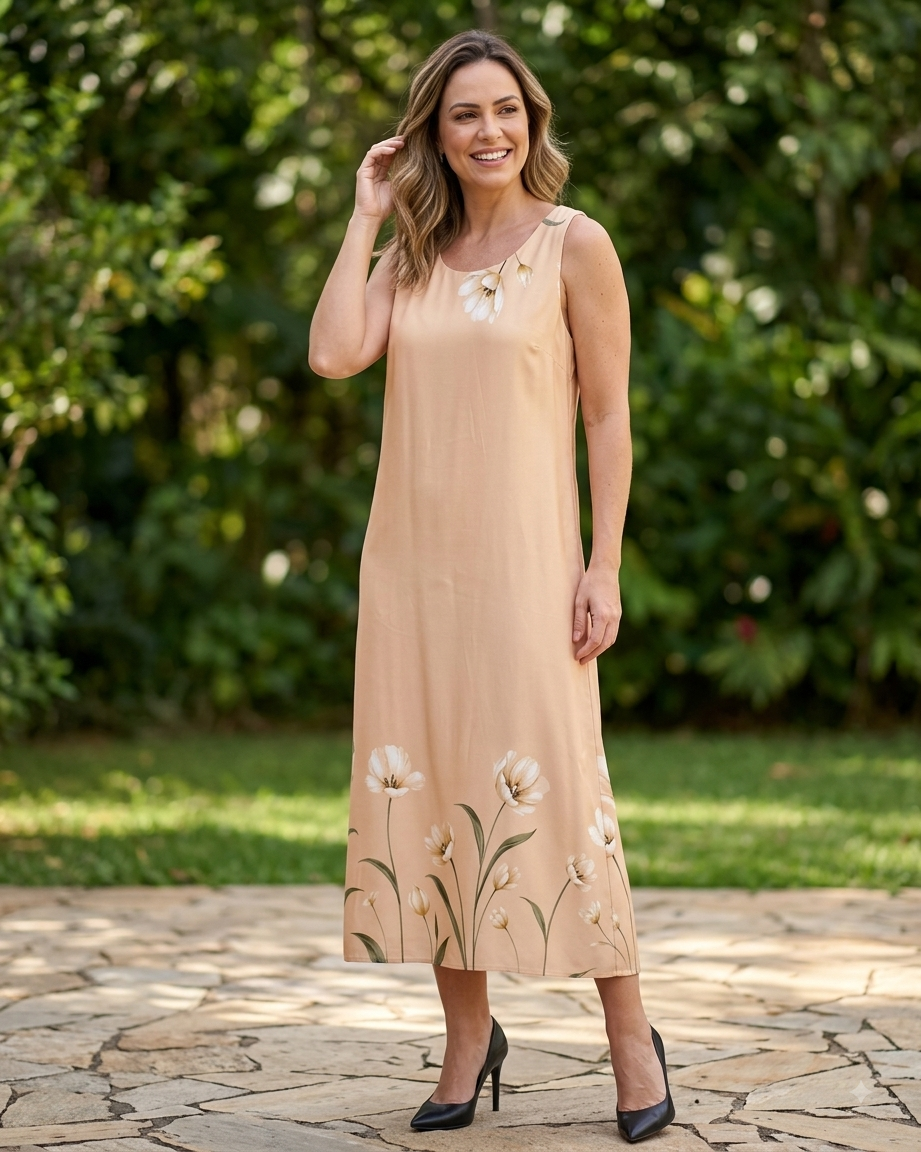 Vestido Midi Regatão Estampado 90508