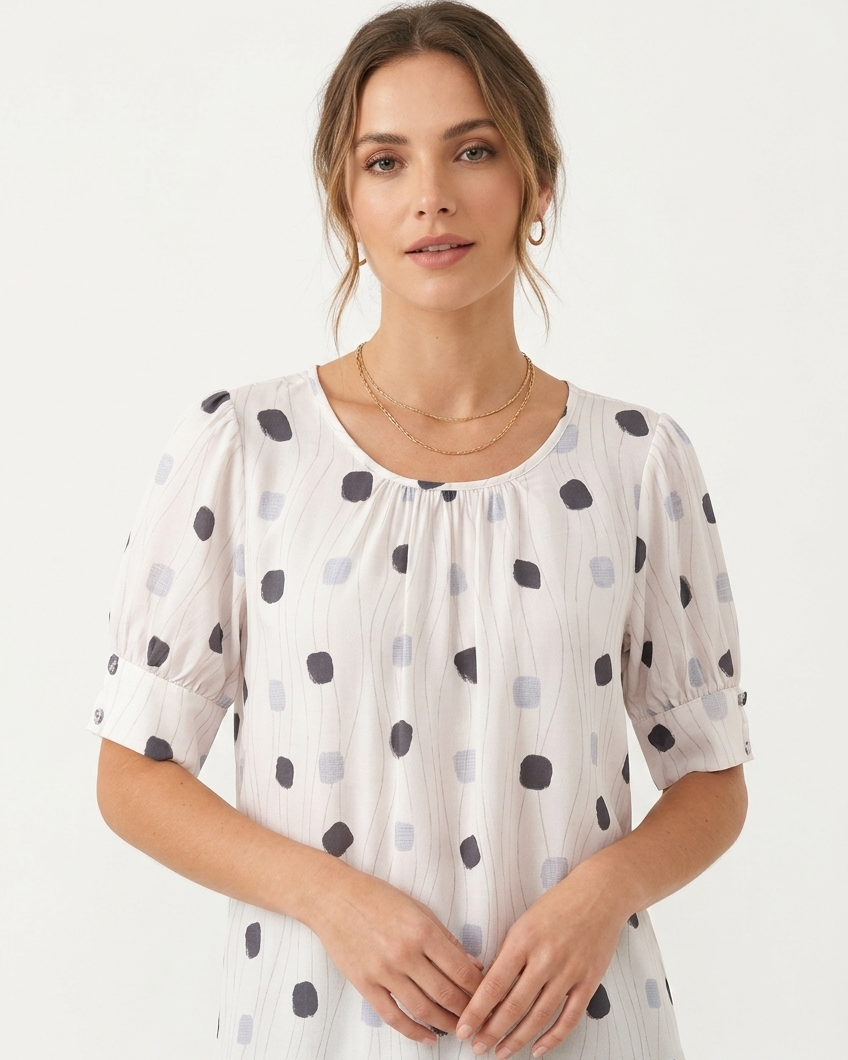 Blusa Manga Bufante Estampada 60057