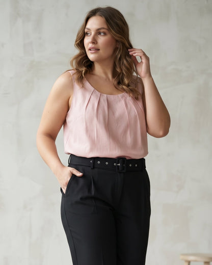 Regata Plus Lisa De Viscose Com Pregas No Busto 91990