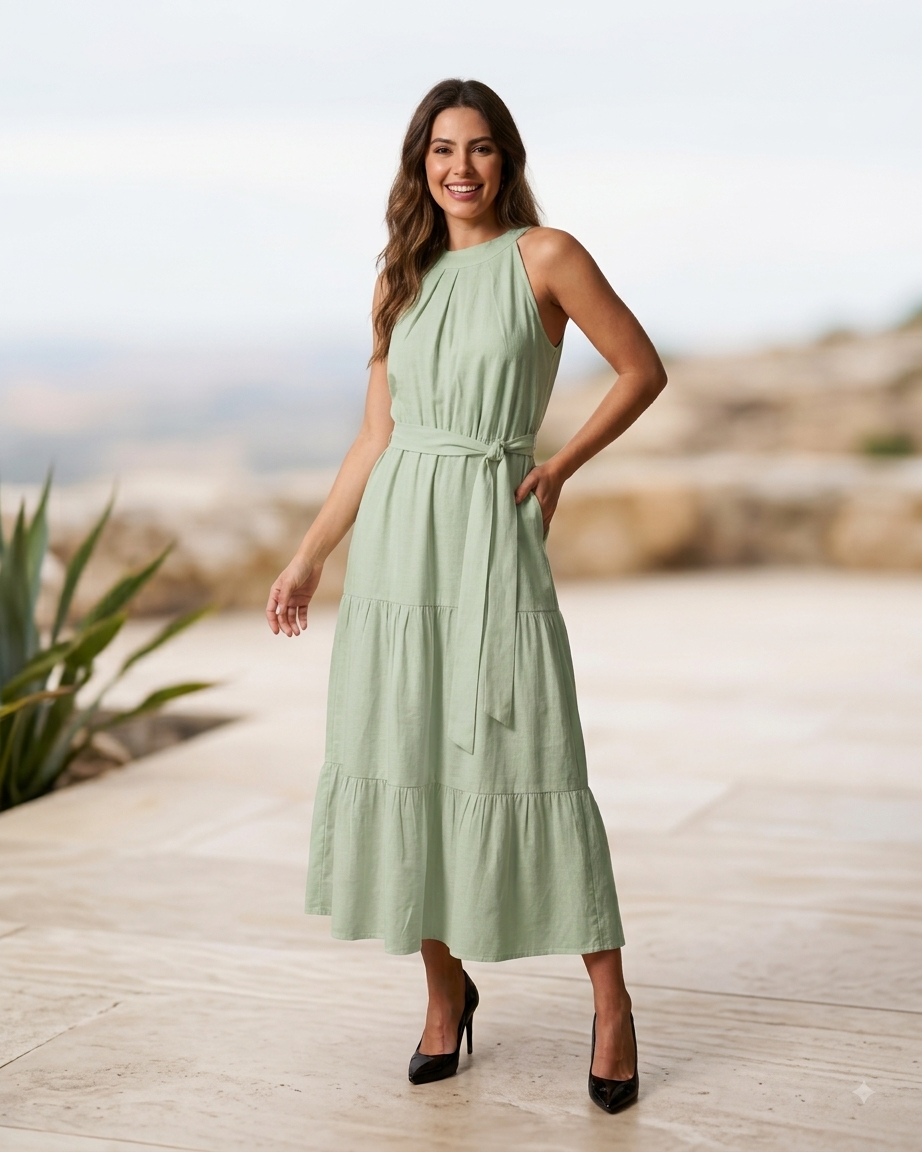 Vestido Midi Com Saia em Camadas 92640