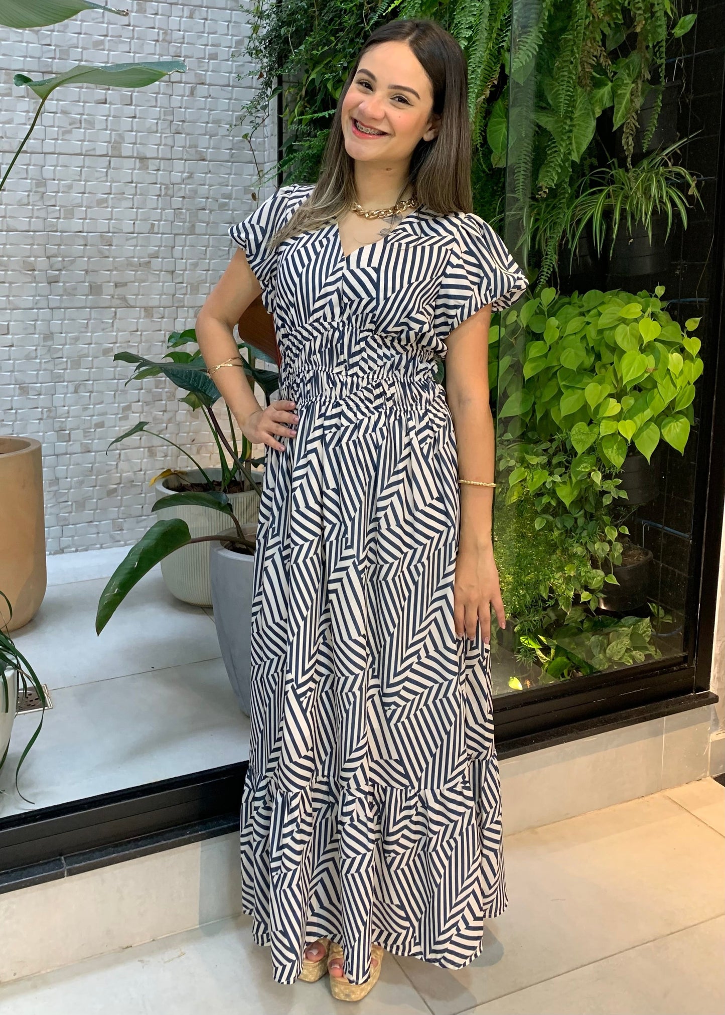 Vestido Longo Acinturado 90981