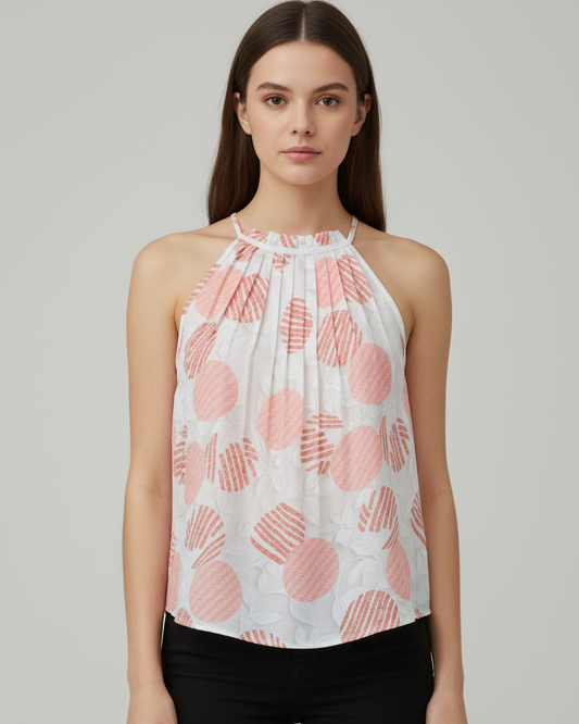 Regata Alça Fina Drapeada Estampada 49731